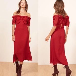 Reformation Inez Cherry Red Dress New with Tags